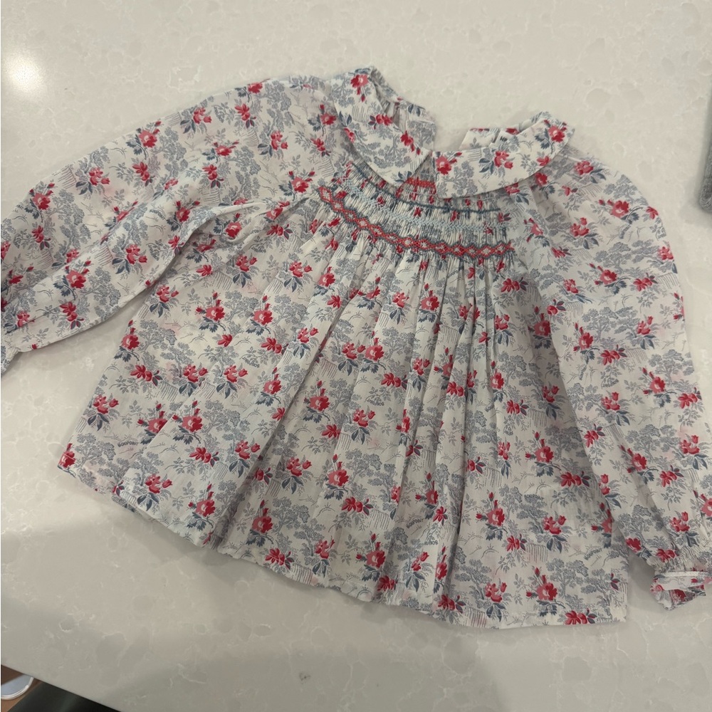 Bonpoint Floral Kids Blouse - Red and Blue